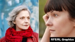 Belarusian activists Valery Kostyugova (left) and Tatsyana Kuzina (composite file photo)