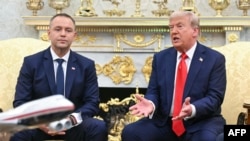 US President Donald Trump hosts Polish President Karol Nawrocki in the Oval Office on September 3.