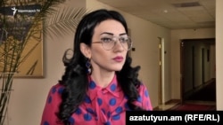 Armenia -- Deputy parliament speaker Arpine Hovannisian speaks to journalists, 8 June, 2017.