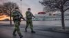 Swedish soldiers patrol in Visby harbor on the Baltic Sea island of Gotland amid increased tensions with Russia. (file photo)