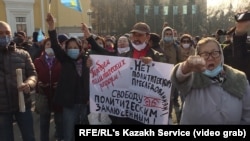Around 300 people took part in a sanctioned rally on October 31 in Almaty, demanding political reforms and an end to politically motivated persecutions. 