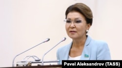 Darigha Nazarbaeva speaking at the opening of a parliament session in Nur-Sultan in September 2019. 