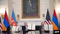 ԱՄՆ - ԱՄՆ-Հայաստան-Ադրբեջան եռակողմ հռչակագրի ստորագրումը Սպիտակ տանը, Վաշինգտոն, 8-ը օգոստոսի, 2025թ. 