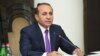 Hovik Abrahamian announces his resignation as prime minister at a cabinet meeting in Yerevan on September 8.