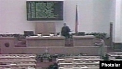 Armenia - Footage of the October 27, 1999 terrorist act in the Armenian Parliament, Yerevan, 27Oct, 1999