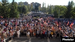 An opposition rally held in the town of Abovian is just one of several Armenian antigovernment protests planned in the coming weeks. 