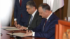Igor Dodon și Tigran Sarkisyan la semnarea Memorandumului de cooperare luni la Chișinău