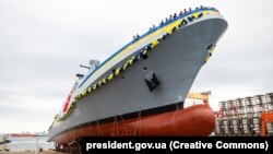 Corveta ucraineană din clasa „Hetman Ivan Mazepa” în ziua lansării. Istanbul, Turcia, 2 octombrie 2022