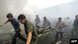 Після вибуху на території відділення міліції. Місто Назрань, 17серпня 2009 р.
