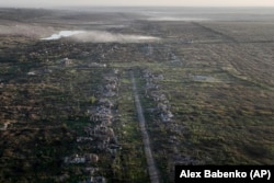 Уништеното село Клишчијивка фотографирано во септември 2023 година. Позицијата на Владислав беше во близина на историската црква што се гледа во горниот лев агол.