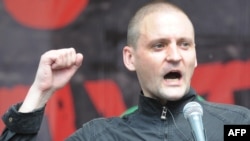 Sergei Udaltsov speaks during an opposition rally in Moscow last year.