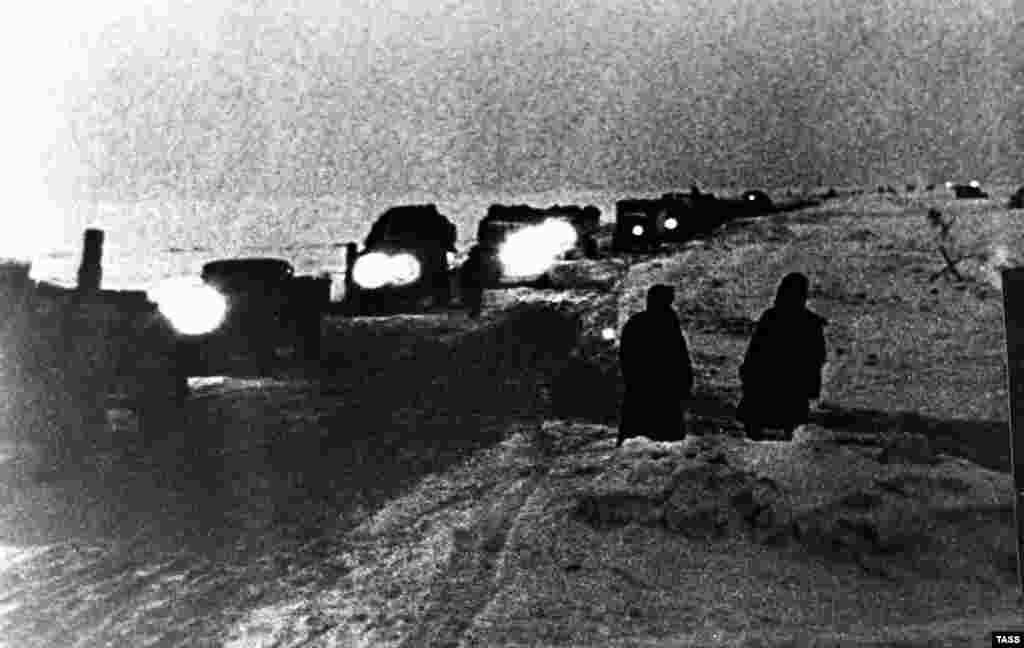 Shipments arrive along the frozen "Road of Life."