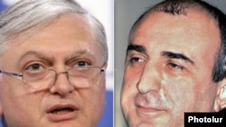 Armenia's foreign minister, Eduard Nalbandian (left), and his Azerbaijani counterpart, Elmar Mammadyarov