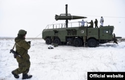 A missile being loaded during 2018 tests in Russia