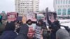 Kazakh activists rallied in Almaty on January 8 in support of opposition blogger Zhanar Akhmet.