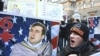 Anti-Georgian demonstrators outside the Moscow embassy on November 12