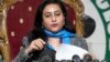Munizae Jahangir, the co-chairperson of the Human Rights Commission of Pakistan, speaks during a news conference in Islamabad on January 1.